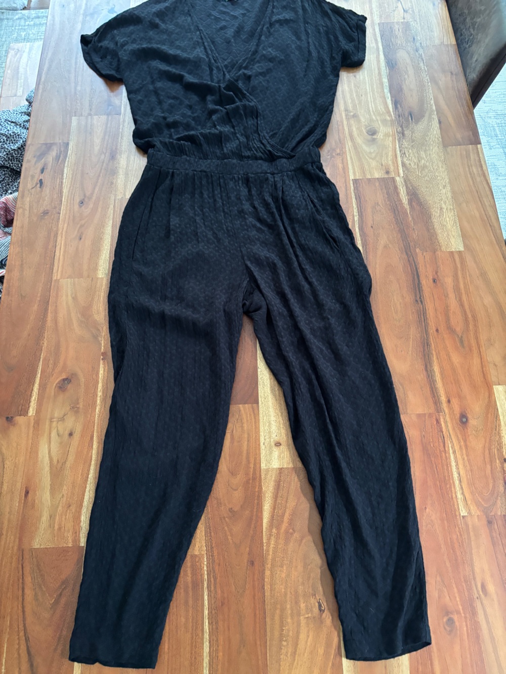 Velvet Black Surplice Jumpsuit - Size XS